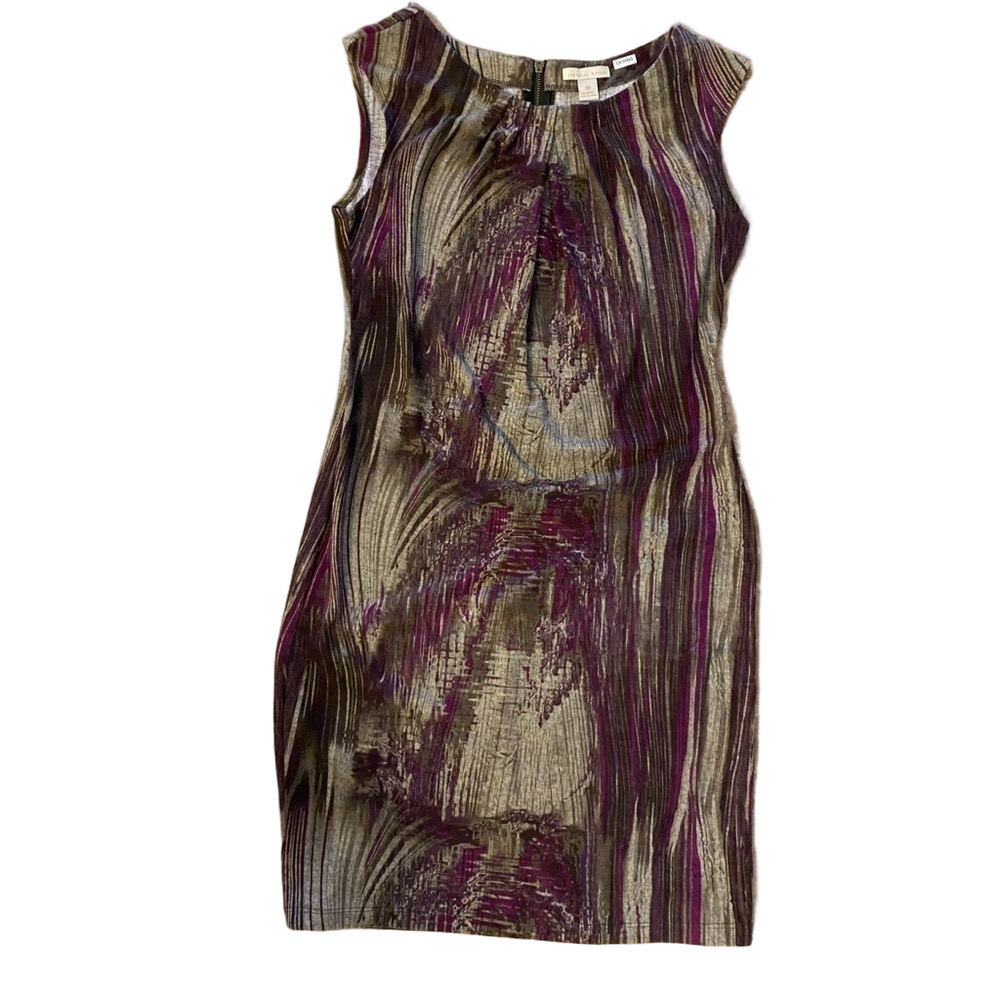 NWT Jonathan Martin Shift Midi Fitted Dress Purple Gray Abstract - Sz 12
